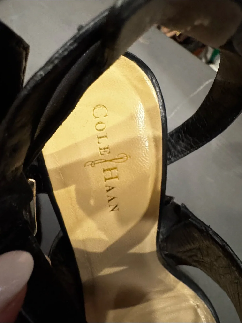 Cole Haan Black Leather Strappy Wedge Sandals Women’s Approx Size 5
